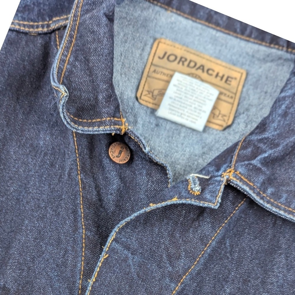 Jordache Mens Dark Wash Denim Trucker Jacket Blue 100% Cotton XL 07 6100 NN